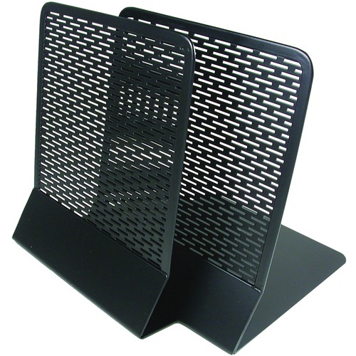 Artistic (2) Urban Collection Punched Metal Bookends (Pair), Black - 6.5" Height x 5.5" Width x 6.5" Depth - Scratch Resistant - Black - Steel - Bookends - AOPART20008