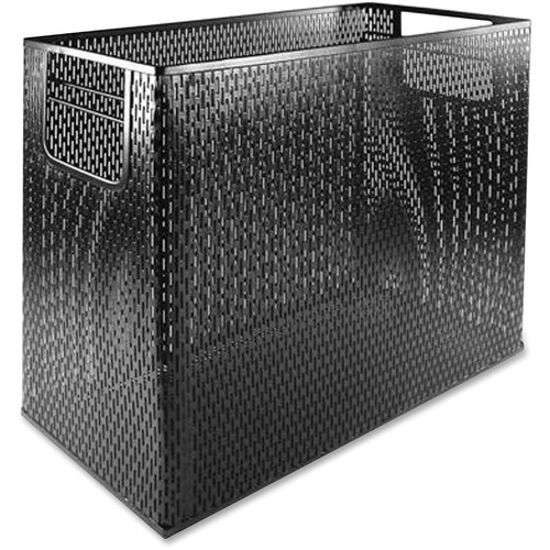 Artistic Urban Collection Punched Metal Desktop File, Black - 4 Compartment(s) - 10.8" Height x 13" Width x 5.8" Depth - Desktop - Black - Steel - 1 Each - Desktop File Sorters - AOPART20010