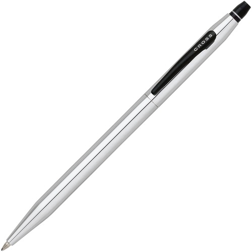 Cross Click Chrome Ballpoint Pen - Medium Pen Point - Refillable - Retractable - Black - 1 Each - Ballpoint Retractable Pens - CROAT0622101