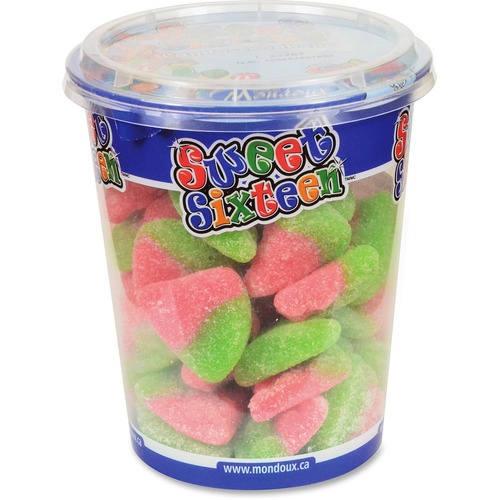Mondoux SWEET SIXTEEN Sour Watermelon Candy Cup - Sour Watermelon - Resealable Container - 200 g - 1 Each Per Cup
