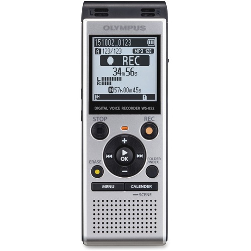 Olympus WS852SD 4GB Digital Voice Recorder - 4 GBmicroSD SupportedLCD - MP3 - Headphone - 1040 HourspeaceRecording Time - Portable