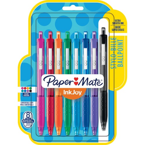 Paper Mate InkJoy 300 RT Ballpoint Pen - Retractable - Assorted - Translucent, Tinted Barrel - 8 / Pack