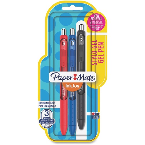 Paper Mate InkJoy Gel - Bold Pen Point - Retractable - Black, Blue, Red Gel-based Ink - Translucent Barrel - 3 / Pack