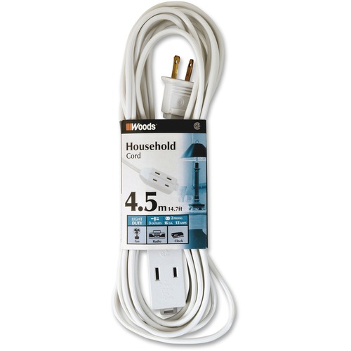 Wood Industries Extension Cord Indoor 4.5m - For Lamp, Radio, Clock - 120 V AC / 13 A - 14.8 ft Cord Length - 1