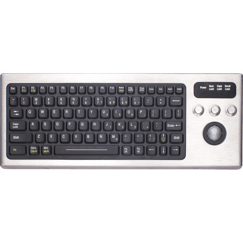 iKey Keyboard with Integrated Trackball - Cable Connectivity - USB Interface - Trackball - Windows, Mac, Linux - Industrial Silicon Rubber Keyswitch - Black