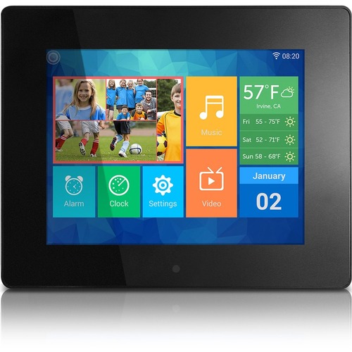 Aluratek 8" Wi-Fi Digital Photo Frame with Touchscreen LCD Display - 8" LCD Digital Frame - 1024 x 768 - Cable/Wireless - 4:3 - Calendar, Background Music, Clock, Slideshow, Auto On/Off Timer, Alarm, Weather Forecast - Built-in 8 GB - Built-in Speaker, Mu