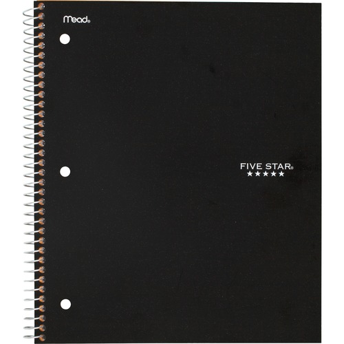 Five Star College Ruled 1-subject Notebook - 100 Sheets - Wire Bound - Wide Ruled - 8" x 11" - BlackPlastic Cover - 1 Each