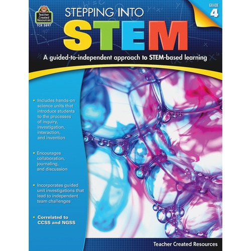 Teacher Created Resources Grade 4 Step Into STEM Workbook Printed Book Printed Book - 160 Pages - Book - Grade 4