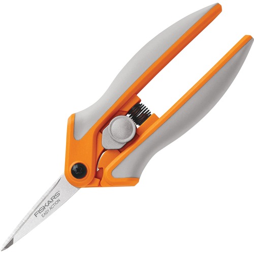 Fiskars Fabric Easy Action Shears - 1.75" Cutting Length - 5" Overall Length - Straight-left/right - Micro Tip - Gray - 1 Each