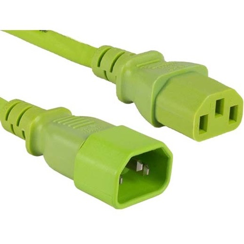 ENET C13 to C14 2ft Green Power Extension Cord / Cable 250V 18 AWG 10A NEMA IEC-320 C13 to IEC-320 C14 2'