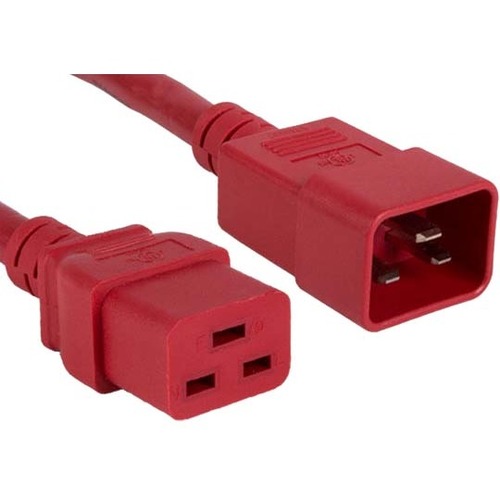 ENET C19 to C20 8ft Red Power Cord Extension 250V 12 AWG 20A NEMA IEC-320 C19 to IEC-320 C20 Red 8'
