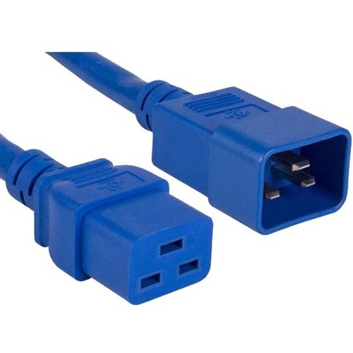 ENET C19 to C20 2ft Blue Power Cord Extension 250V 12 AWG 20A NEMA IEC-320 C19 to IEC-320 C20 Blue 2'