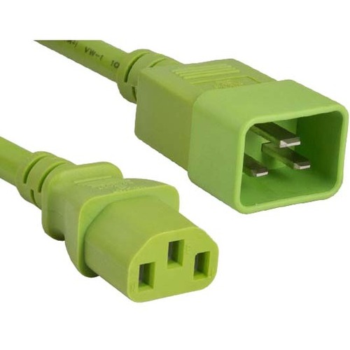 ENET C13 to C14 6ft Green Power Cord / Cable 250V 14 AWG 15A NEMA IEC-320 C13 to IEC-320 C20 6'