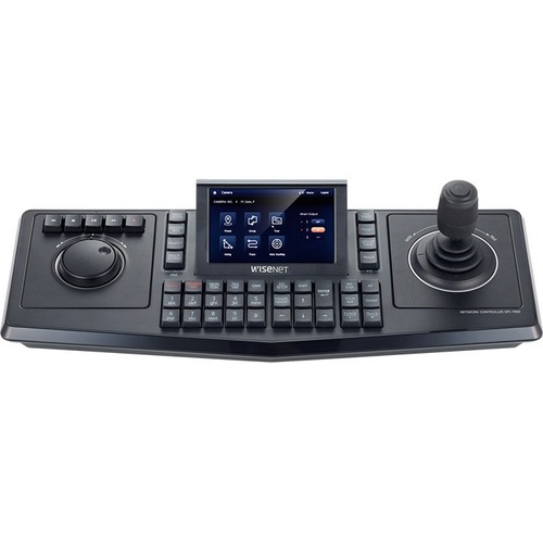 Hanwha System Control Keyboard - 255 Controllable Cameras - Zoom, Pan, Tilt, Focus Control - 3D Joystick - 5" LCD Touchscreen Display - USB Port - Serial Port