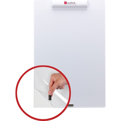 Justick Frameless Mini Dry-Erase Board with Clear Overlay - 24" (2 ft) Width x 16" (1.3 ft) Height - White Surface - 1 Each