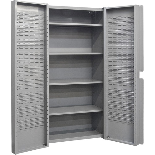KLETON Deep Door Combination Cabinets - 38" x 24" x 72" - 4 x Shelf(ves) - Hinged Door(s) - Heavy Duty, Louvered Panel, Welded - Gray - Powder Coated - Steel - Assembly Required
