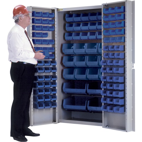 KLETON Deep Door Combination Cabinets - 38" x 24" - Hinged Door(s) - Heavy Duty, Louvered Panel, Welded - Blue, Gray - Powder Coated - Steel, Plastic - Storage Cabinets - KLTCB443
