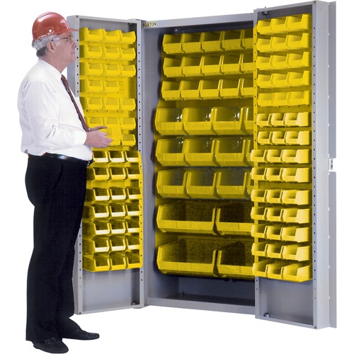 KLETON Deep Door Combination Cabinets - 38" x 24" - Hinged Door(s) - Heavy Duty, Louvered Panel, Welded - Yellow, Gray - Powder Coated - Steel, Plastic - Storage Cabinets - KLTCB445