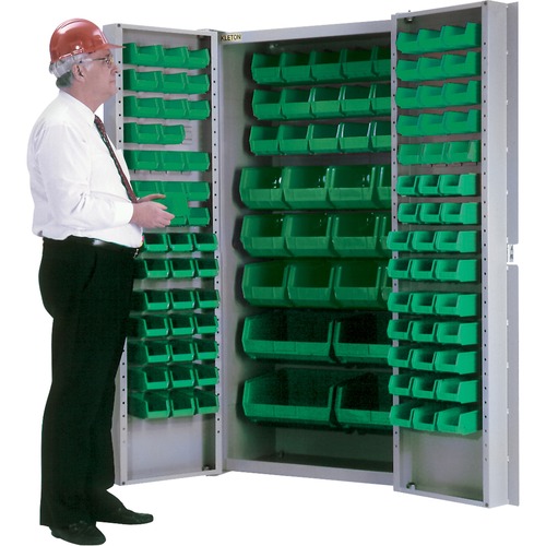 KLETON Deep Door Combination Cabinets - 38" x 24" - Hinged Door(s) - Heavy Duty, Louvered Panel, Welded - Green, Gray - Powder Coated - Steel, Plastic - Storage Cabinets - KLTCB691