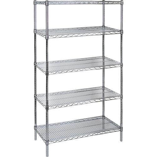 KLETON Chromate Wire Shelving - 74" Height x 36" Width x 18" Depth - Floor - Adjustable - Chrome