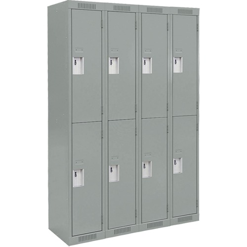 ASM Clean Line Locker - 2 Tier(s) - Padlock Lock - Overall Size 72" x 18" - Gray - Steel, Aluminum