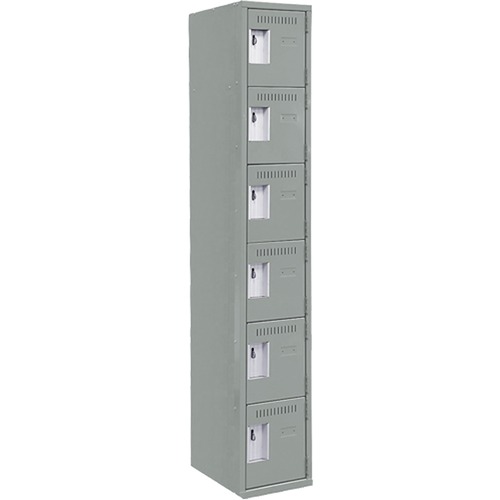 ASM Clean Line Locker - 6 Tier(s) - Padlock Lock - Overall Size 72" x 12" x 18" - Gray - Steel, Aluminum