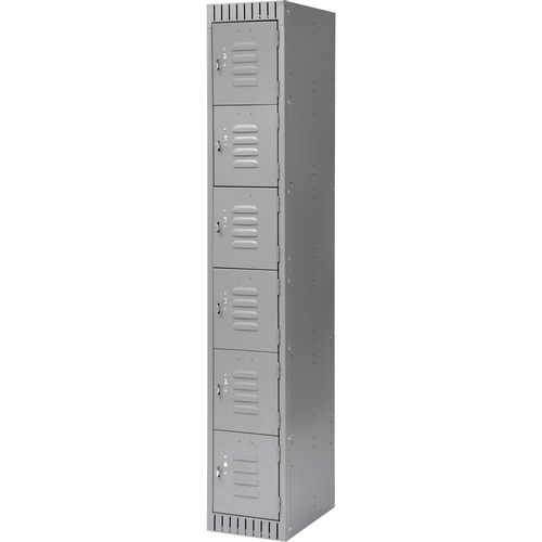 KLETON Locker - 6 Tier(s) - Padlock Lock - Overall Size 72" x 12" x 18" - Gray - Stainless Steel, Steel