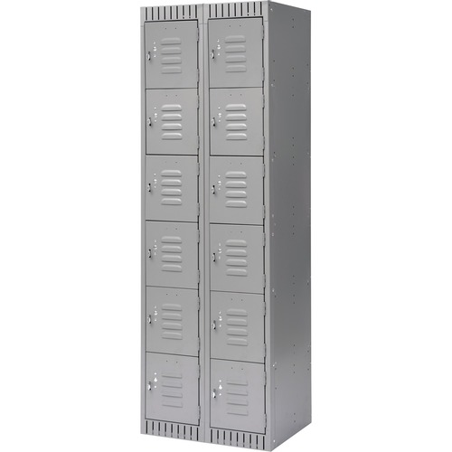 KLETON Locker - 6 Tier(s) - Padlock Lock - Overall Size 72" x 18" - Gray - Stainless Steel, Steel - Lockers - KLTFL371