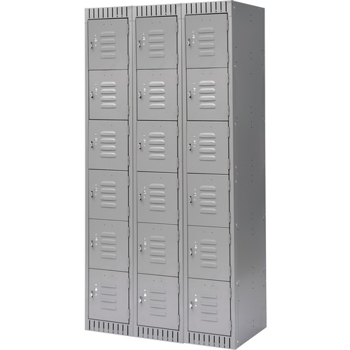 KLETON Locker - 6 Tier(s) - Padlock Lock - Overall Size 72" x 18" - Gray - Stainless Steel, Steel - Lockers - KLTFL372