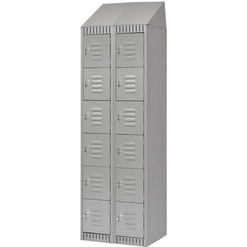 KLETON Locker - 6 Tier(s) - Padlock Lock - Overall Size 72" x 18" - Gray - Stainless Steel, Steel