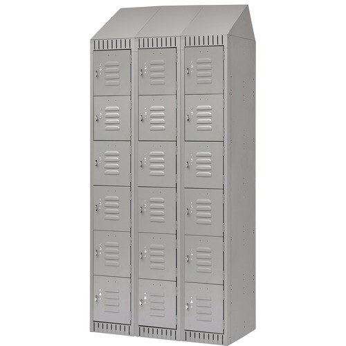KLETON Locker - 6 Tier(s) - Padlock Lock - Overall Size 72" x 18" - Gray - Stainless Steel, Steel