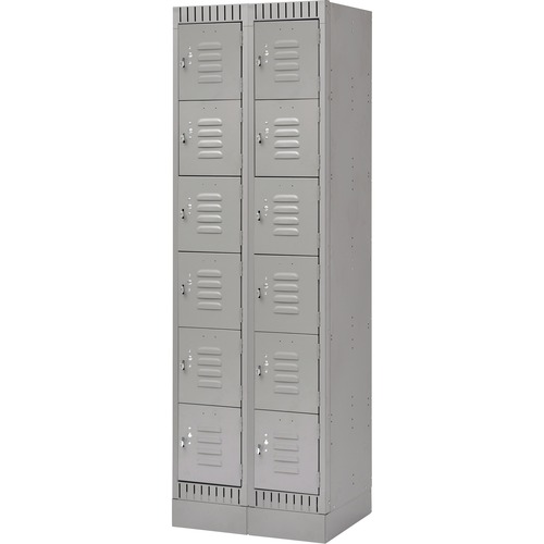 KLETON Locker - 6 Tier(s) - Padlock Lock - Overall Size 72" x 18" - Gray - Stainless Steel, Steel - Lockers - KLTFL401