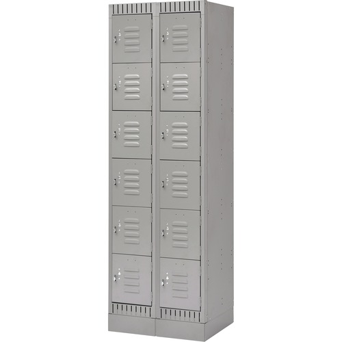 KLETON Locker - 6 Tier(s) - Padlock Lock - Overall Size 72" x 18" - Gray - Stainless Steel, Steel