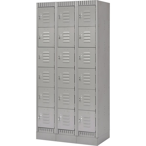 KLETON Locker - 6 Tier(s) - Padlock Lock - Overall Size 72" x 18" - Gray - Stainless Steel, Steel - Lockers - KLTFL402