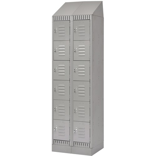 KLETON Locker - 6 Tier(s) - Padlock Lock - Overall Size 72" x 18" - Gray - Stainless Steel, Steel - Lockers - KLTFL413