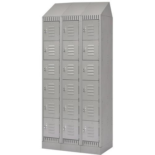 KLETON Locker - 6 Tier(s) - Padlock Lock - Overall Size 72" x 18" - Gray - Stainless Steel, Steel