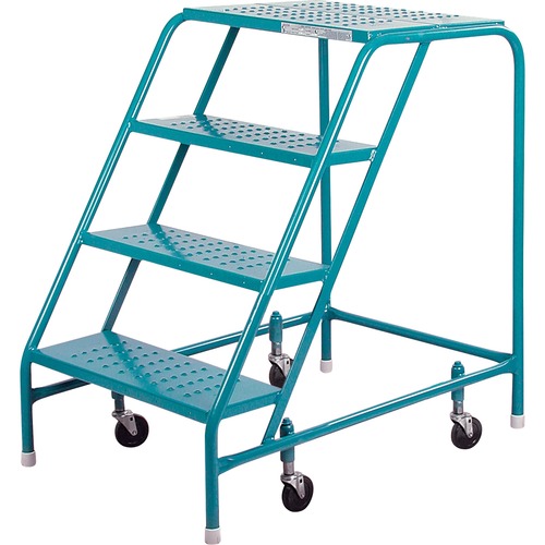 KLETON Rolling Step Ladder - 4 Step - 136.08 kg Load Capacity - 24" (609.60 mm) x 37" (939.80 mm) - Steel - Blue