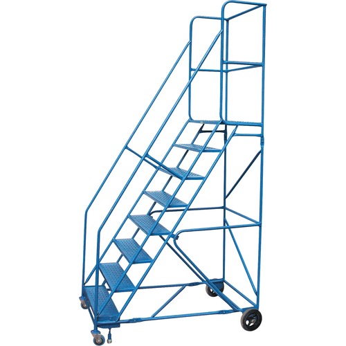KLETON Rolling Step Ladder - 8 Step - 136.08 kg Load Capacity - Steel - Blue - Ladders & Step Stools - KLTMA622