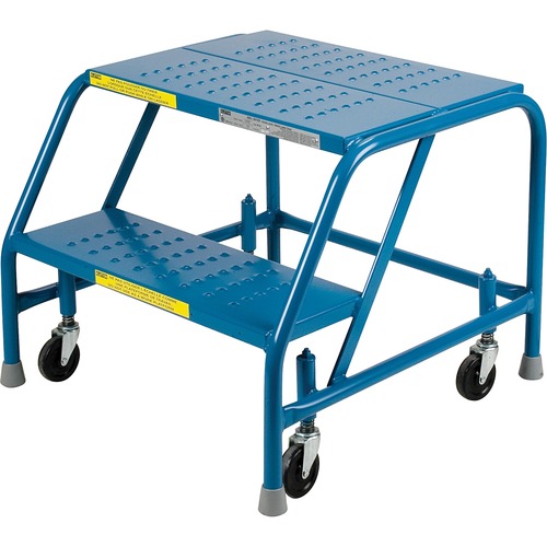 KLETON Rolling Step Ladder - 2 Step - 136.08 kg Load Capacity - 20" (508 mm) x 26" (660.40 mm) - Steel - Blue