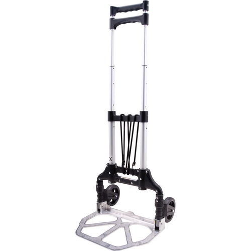 KLETON Folding Hand Truck - Straight Handle - 79.38 kg Capacity - 2 Casters - 5" (127 mm) Caster Size - 15.5" Width x 39.6" Height - Aluminum Frame - Black, Silver - Hand Trucks & Dollies - KLTML447