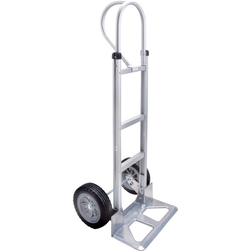 KLETON Aluminum Hand Truck - P-shaped Handle - 226.80 kg Capacity - 10" (254 mm) Caster Size - 18" Width x 52" Height - Aluminum Frame - Silver