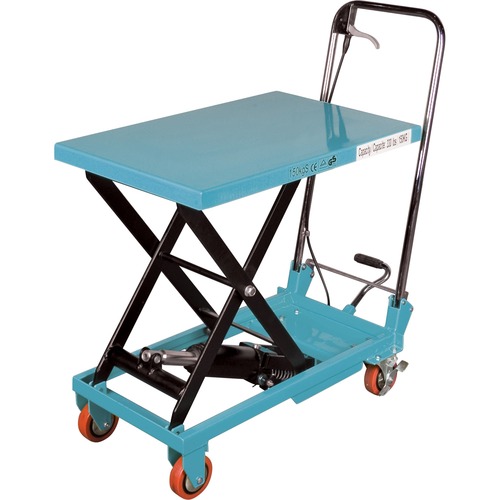 KLETON Hydraulic Scissor Lift Table - Push Handle Handle - 149.69 kg Capacity - 4 Casters - 29" Height - Steel Frame - Kleton Blue