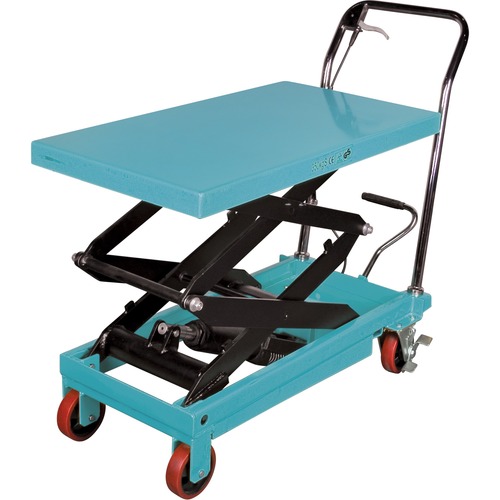 KLETON Hydraulic Scissor Lift Table - Push Handle Handle - 349.27 kg Capacity - 4 Casters - 51.3" Height - Steel Frame - Kleton Blue