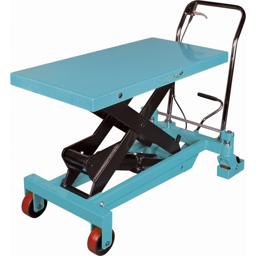 KLETON Hydraulic Scissor Lift Table - Push Handle Handle - 997.90 kg Capacity - 4 Casters - 39" Height - Steel Frame - Kleton Blue