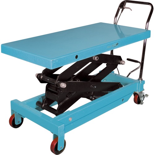 KLETON Hydraulic Scissor Lift Table - Push Handle Handle - 700.80 kg Capacity - 4 Casters - 59.1" Height - Steel Frame - Kleton Blue