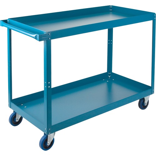 KLETON Utility Cart - 2 Shelf - 408.23 kg Capacity - 4 Casters - 5" (127 mm) Caster Size - Steel - 24" Width x 48" Depth x 36" Height - Steel Frame - Kleton Blue