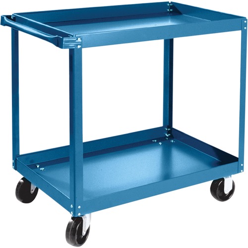 KLETON Knocked-Down Shelf Carts - 2-Shelf Utility Trucks - 2 Shelf - 408.23 kg Capacity - 4 Casters - 5" (127 mm) Caster Size - Steel - 18" Width x 30" Depth x 36" Height - Blue
