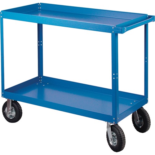 KLETON Knocked-Down Shelf Carts - 2-Shelf Utility Trucks - 2 Shelf - 408.23 kg Capacity - 4 Casters - 8" (203.20 mm) Caster Size - Steel - 24" Width x 48" Depth x 40" Height - Steel Frame - Kleton Blue