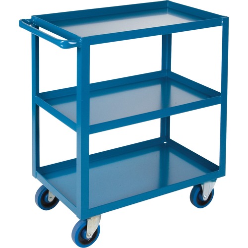 KLETON Shelf Cart - 3 Shelf - 544.31 kg Capacity - 4 Casters - 5" (127 mm) Caster Size - Steel - 18" Width x 30" Depth x 36" Height - Blue