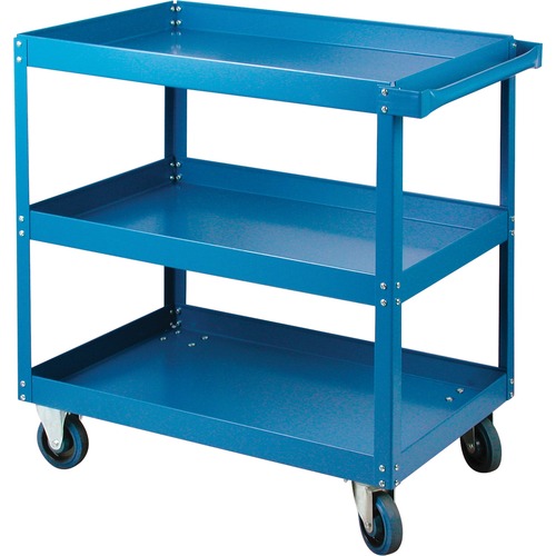 KLETON Utility Cart - 3 Shelf - 408.23 kg Capacity - 4 Casters - 5" (127 mm) Caster Size - Steel - 24" Width x 36" Depth x 36" Height - Steel Frame - Kleton Blue